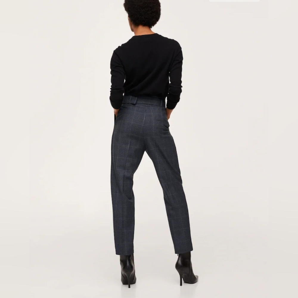 Mango Belt high-waist trousers - Plaid - Picture 3 of 12